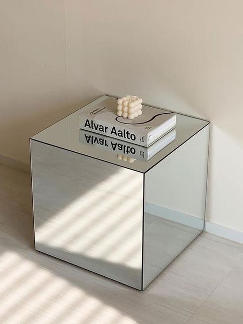 Make a statement with this unique bedside table! The Mirror Acrylic Cube is a sleek, modern addition to your bedroom décor, featuring an all-mirror cube table to reflect your own unique style. It's sure to be the envy of all your friends! Product information: Color classification: Silver Mirror, mirror gold Venner material: man-made Board Size: 40x40x40cm Wheels included or not: no Packing list: 1* Bedside Table Product Image: Interior, Mirrored Furniture, Acrylic Bedside Table, Mirror Bedside Table, Mirror Mirror, Unique Bedside Tables, Bedside Table Decor, Bedside Table, Gold Mirror