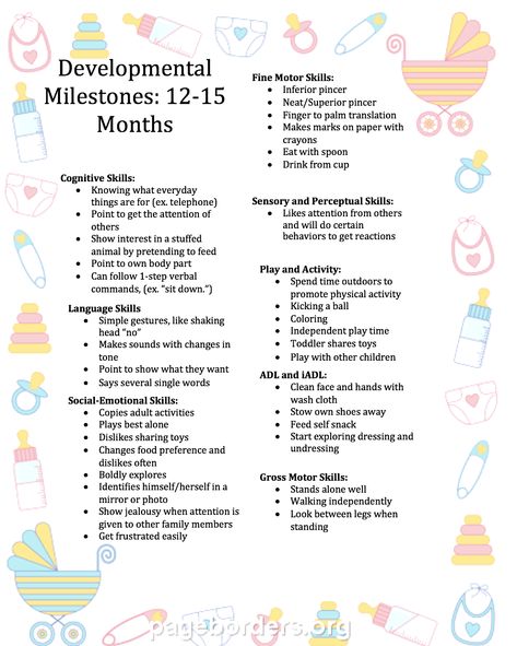 Pediatric Occupational Therapy Tips: Developmental Milestone Chart: 12 to 15-Months Pre K, Baby Development Chart, Developmental Milestones Chart, Developmental Milestones, 15 Month Old Development, 14 Month Old Development, Development Milestones, 12 Month Milestones, Parenting Board
