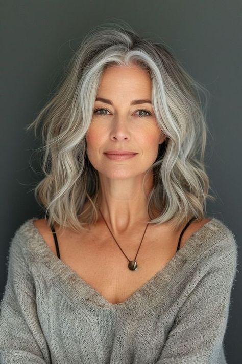 Discover 9 silver fox hairstyles for women over 50, celebrating the elegance and sophistication of natural gray hair. Hairstyle, Long Hair Styles, Ombre, Short Hair Styles, Haar, Blond, Hair Inspiration, Capelli, Hair Looks