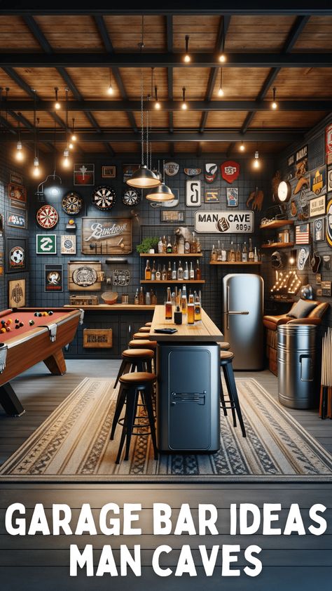 Creating a man cave bar in your garage can be an exciting and rewarding project. This long-form blog post will guide you through various ideas and tips for Garages, Man Cave, Garage Bar, Man Cave With Bar, Man Cave Bar Diy, Garage Bar Ideas Man Caves, Man Cave Home Bar, Man Cave Bar, Garage Bar Ideas