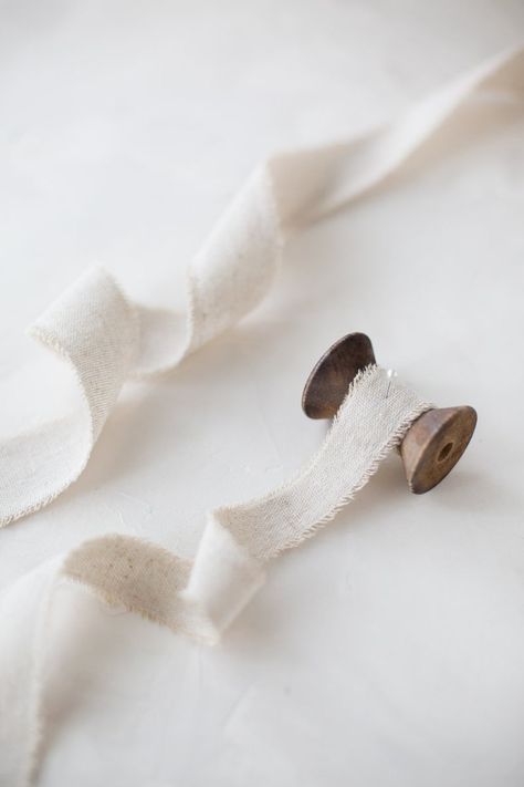 Natural Linen-cotton Blend Frayed Ribbon 1 | Etsy