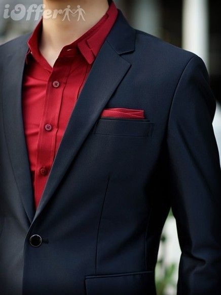 groomsmen suit outfit idea Suits, Casual, Suit With Red Tie, Mens Red Dress Shirt, Suits For Guys, Mens Red Suit, Black Suit Red Tie, Dress Suits For Men, Black Suit Men