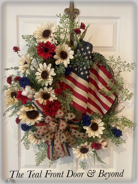 Decoration, Crafts, Floral, Patriotic Front Door Decor, Patriotic Door Wreath, American Wreath, Patriotic Door Decorations, Americana Wreath, Patriotic Wreaths For Front Door Diy