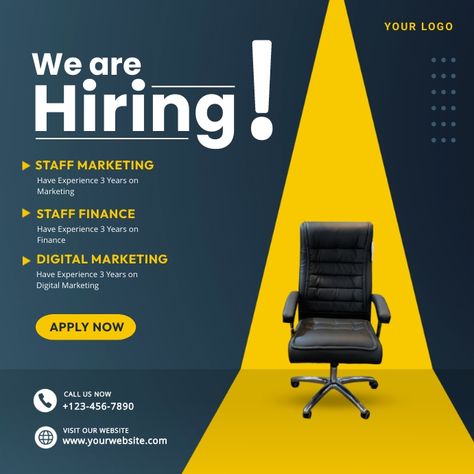 Banner Design, Instagram, Recruitment Ads, Hiring Ad, Job Ads, Hiring Poster, We Are Hiring Creative Poster Design, Marketing Poster, Hiring