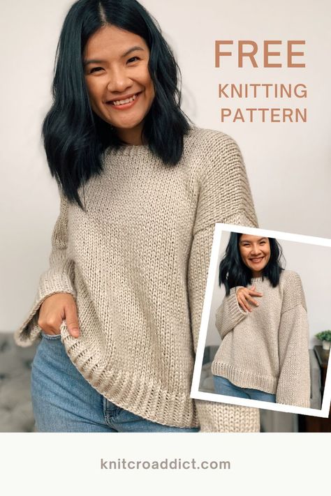 Couture, Free Knitting Patterns For Women, Knitting Patterns Free Sweater, Sweater Knitting Patterns, Easy Sweater Knitting Patterns, Easy Knitting Patterns Free, Chunky Knit Sweater Pattern, Knitting Women Sweater, Jumper Knitting Pattern