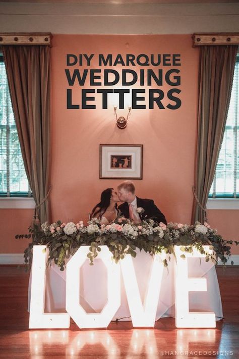 How to DIY a Light Up Wedding Love Sign - Big Marquee Letters perfect for engagement photo shoots, weddings, or bridal parties! Wedding Decorations, Wedding Signs, Craft Wedding, Diy Wedding Marquee, Marquee Sign Wedding, Marquee Wedding, Marquee Sign, Marquee Letters, Diy Wedding