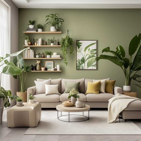 5+ Beige Living Room Decor Hacks for a Luxe Look • 333+ Images • [ArtFacade] Interior, Beige Living Room Decor, Living Room Color Schemes, Beige Living Rooms, Green Living Room Ideas, Sage Living Room, Green Living Room Walls, Green Living Room Decor, Living Room Ideas Sage Green