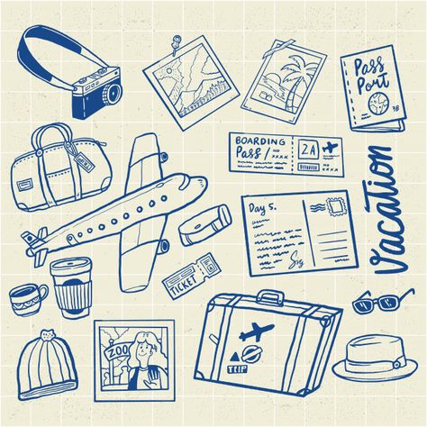 Doodles, Trips, Travel Illustration, Travel Diary Design, Travel Icon, Travel Guide Design, Travel Themes, Travel Art, Travel Drawing