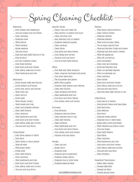 FREE Spring Cleaning Checklist Printable - Centsable Momma Cleaning Tips, Organisation, Cleaning Checklist, Cleaning Hacks, Spring Cleaning Checklist, Cleaning Schedule, Deep Cleaning Tips, Clean Dishwasher, House Cleaning Tips