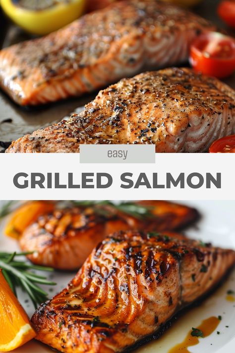 Indulge in a delicious and healthy meal with this flavorful grilled salmon recipe. Cooking salmon on the grill in foil locks in moisture and infuses it with amazing flavors. Pair it perfectly with a nutritious grilled salad for a complete and satisfying meal that your whole family will love. Try out this quick and easy recipe today to add some excitement to your dinner routine! Best Way To Grill Salmon, Grilled Salmon Sandwich Recipes, Best Salmon Marinade Grilled, Grilled Honey Garlic Salmon, Barbecue Salmon Recipes, Salmon Bbq Grill, Easy Summer Salmon Recipes, Salmon Recipes On Grill, Grilled Salmon Recipes Healthy