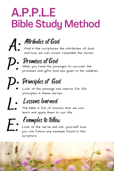 Using the A.P.P.L.E Bible Study Method can help you get closer to the Lord Bonn, Christian Bible Study, Bible Knowledge, Bible Encouragement, Bible Study Scripture, Bible Study Help, Bible Study Lessons, Bible Study, Bible Study Methods