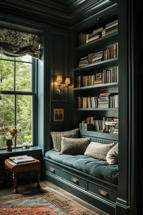 Home Office, Home Libraries, Home, Interior, Home Décor, Home Library Rooms, Library Room, Dark Academia Home, Cozy Home Library
