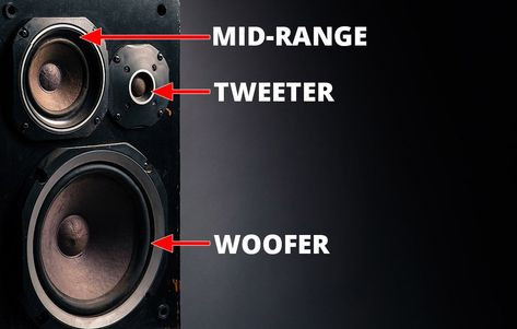 Speaker cabinet with a tweeter, mid-range driver and a woofer Speakers, Theatre, Surround Sound Speakers, Surround Sound Systems, Speaker Cabinet, Surround Sound, Best Surround Sound, Best Home Theater Speakers, Home Theater Speakers