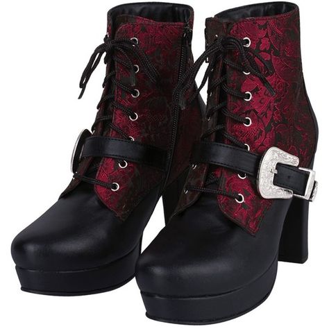 Rique Gothic Boot ($155) ❤ liked on Polyvore featuring shoes, boots, goth boots, gothic boots and brocade shoes Gothic, Polyvore, Gothic Lolita, Gothic Fashion, Gothic Shoes, Gothic Boots, Gothic Outfits, Gothic Dress, Goth Shoes