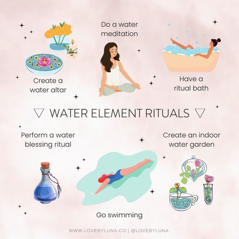Water Element Rituals 🌊 Are you looking for ways to deepen your connection with the water element? Water is one of the four core elements, … | Instagram Wicca, Yoga, Feminine Energy, Lifestyle, Chakra, Element, Tap, Magick, Wellness