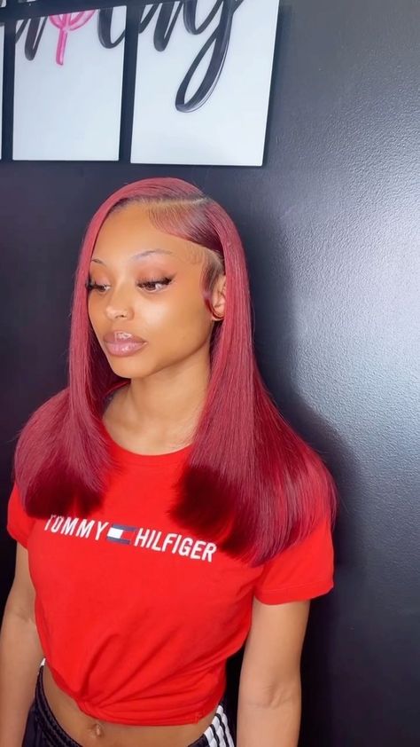 Tattoos, Bobs, Instagram, Sew In Side Part, Burgundy Side Part Sew In Weave, Silk Press Natural Hair, Side Part Blunt Cut, Protective Hairstyles Braids, Natural Hair Styles For Black Women