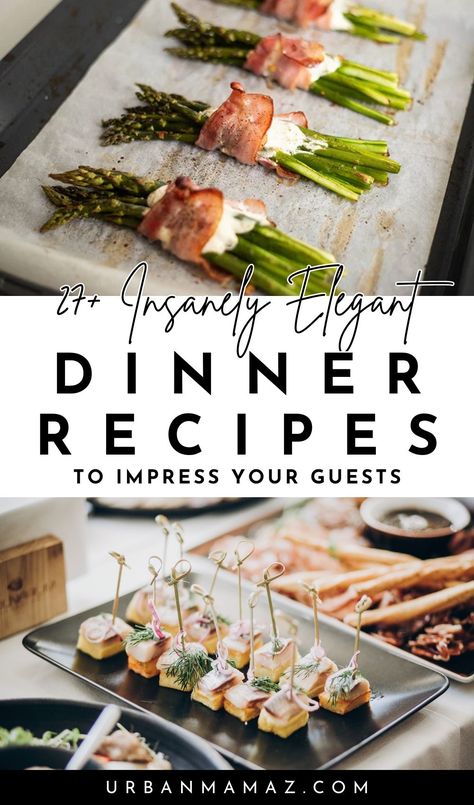 Looking for insanely elegant dinner recipes to impress your guests? Check out this list of 27+ fancy dinner recipes that are incredibly easy to make. Essen, Elegant Dinner Recipes, Dinner Recipes To Impress, Dinner Party Recipes Main, Easy Fancy Dinner Recipes, Easy Fancy Dinner, Birthday Dinner Recipes, Birthday Dinner Menu, Dinner Party Mains