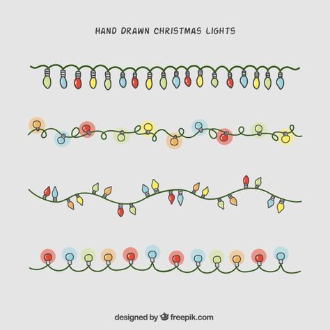 Hand-drawn christmas lights collection Free Vector Doodles, Cards, Doodle, Diy, Christmas Doodles, Christmas Drawing, Journal Doodles, Christmas Lights, Bullet Journal Christmas