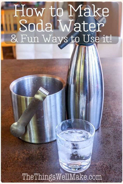 Bubbly and refreshing, soda water, also known as sparkling water or seltzer, is a fun alternative to still water. It's easy to make, and great for homemade sodas, mocktails, and cocktails. #sodawater #sparklingwater #seltzer #healthydrinks #thethingswellmake #miy Pop, Diy, Paleo, Flavored Water, Homemade Soda, Diy Sparkling Water, Water Recipes, Juices, Tonic Water