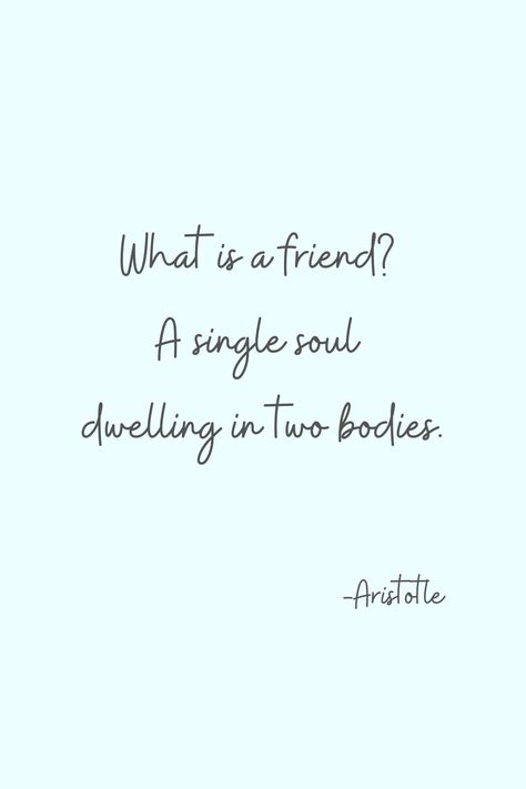 “What is a friend? A single soul dwelling in two bodies.” - Aristotle  If you love your friends, you’ll enjoy these beautiful quotes about the meaning of friendship. We’re sharing our favorite friendship quotes that are funny, meaningful, and loving. We’ve also got some friendships quotes from famous movies too!   friendship quotes | quotes about friendship | meaningful friendship quotes Friendship Quotes, Inspiration, Meaningful Quotes, Quotes About Friendship, Quotes About Friends, Good Soul Quotes, Loving Your Best Friend, True Friendship Quotes, Meaningful Friendship Quotes