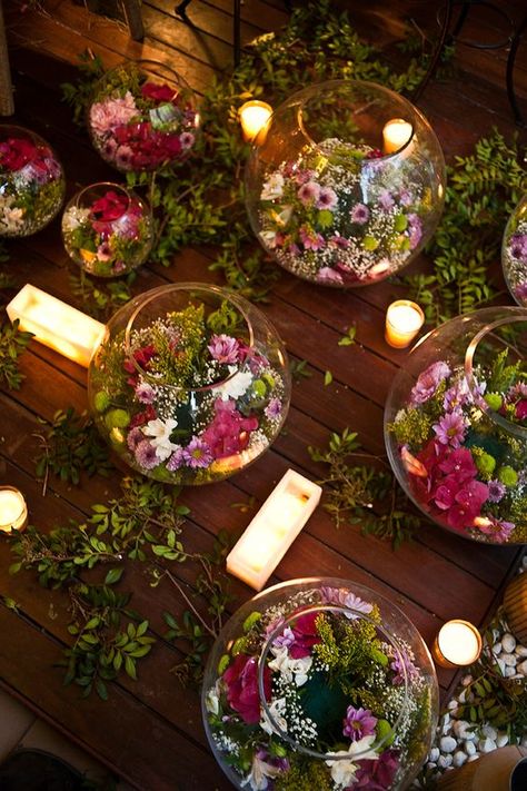 Love this idea with a flower arrangement to help with my flower allergies. It would help contain them for me. No Roses please. LD.: Forest Wedding, Wedding Centrepieces, Centrepieces, Enchanted Forest Wedding, Centerpieces, Enchanted Forest Decorations, Garden Party, Wedding Centerpieces, Woodland Wedding
