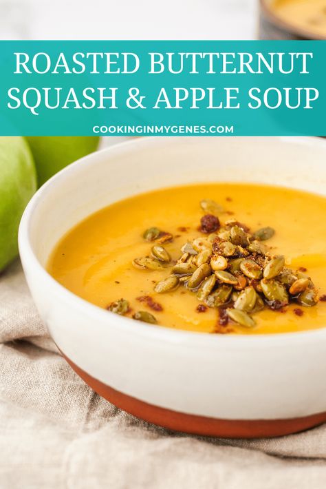 This is the best of Roasted Butternut Squash Apple Soup recipes! Simple to make, creamy and perfect for the cooler Fall & Winter seasons. Roasted Butternut Squash Soup, Roasted Butternut Squash, Best Butternut Squash Soup, Butternut Squash Apple Soup, Butternut Squash Soup, Butternut Squash Recipes Soup, Butternut Squash Recipes, Squash Apple Soup Recipe, Roasted Butternut