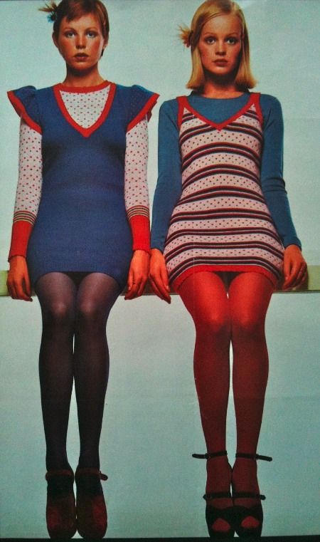 60s 70s mini dress twiggy mod baby doll tights knit stripes blue red vintage fashion style color photo print ad models magazine Fashion, Pink, Outfits, Givenchy, Giyim, Black Is Beautiful, Style, Outfit, Mod Fashion