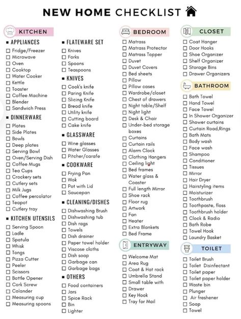 Organisation, Household Cleaning Tips, Useful Life Hacks, List Of Kitchen Essentials, Household Essentials, Kitchen Essentials List, Household Essentials List, Household Items Checklist, Cleaning Checklist Bedroom