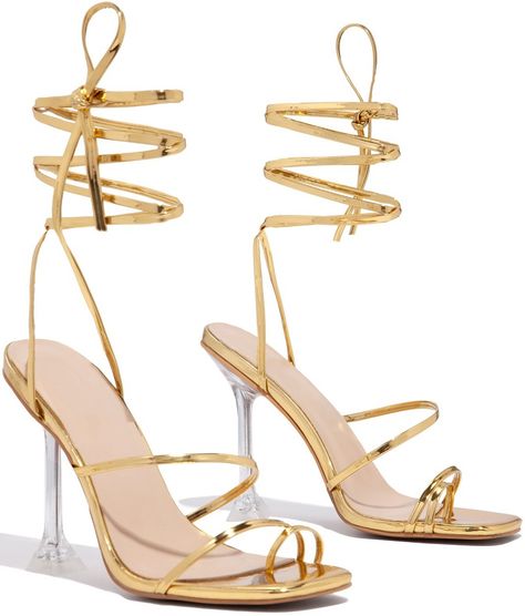Shoes, High Heels, Summer Outfits, Single Sole Heels, Lace Up High Heels, Lace Up, Gold Lace, Strap, Stylin