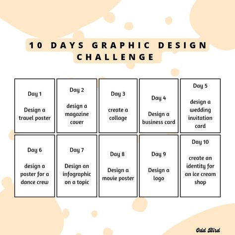 Are you confused about what to design as a graphic design beginnerHere is a 10-day daily guide on what you can designThis should be fun Logos, Design, Layout, Web Design, Graphic Design Checklist, Graphic Design Lesson Plans, Design Challenges, Graphic Design Portfolio Inspiration, List Design