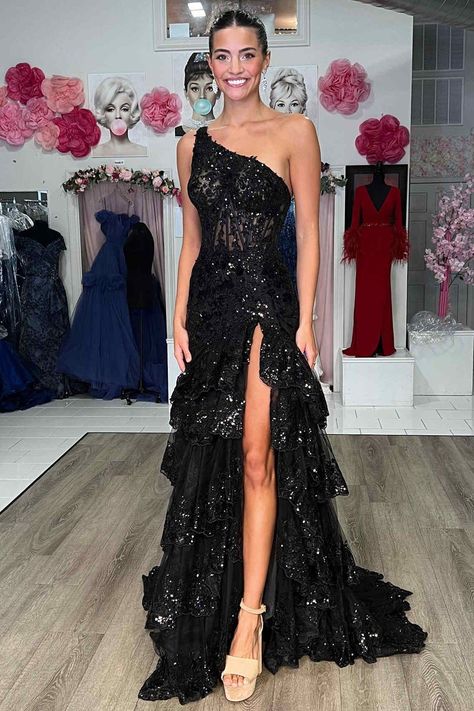 Prom, Ball Gowns, Gowns, Tiered Prom Dress, Tulle Prom Dress, Lace Homecoming Dresses, Prom Dresses With Slit, Long Prom Dress, Prom Dresses For Sale