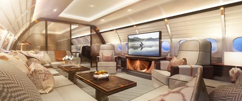 Design, Home, Interior, Large Leather Sofas, Private Jet Interior, Master Suite Bedroom, Dinning Room Chairs, Luxury Private Jets, Private Plane