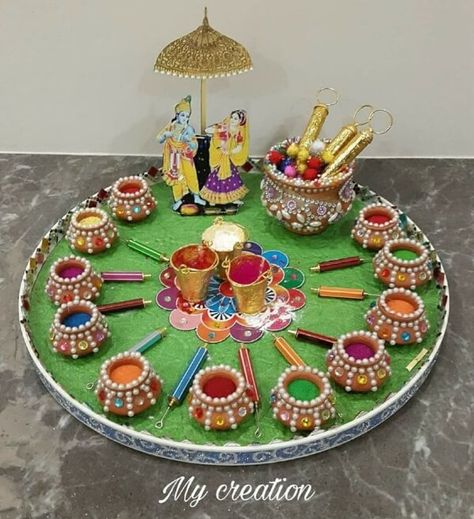 Fun Holi Crafts and Activities to Celebrate Festival of Colors • K4 Craft Decoration, Happiness, Diwali Diy, Janmashtami Decoration, Diwali Decorations At Home, Diwali Craft, Thali Decoration Ideas, Holi Gift, Diy Diwali Decorations