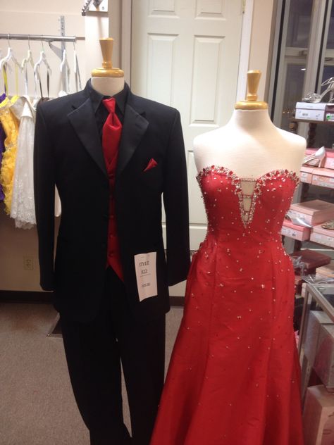 Black 3 Button Tuxedo Black Suit Red Tie, Red Tuxedo, Red Tux Prom, Prom Tuxedo, Red Prom Tuxedo, Red Prom Suits, Red Prom Suit, All Black Suit, Black And Red Suit