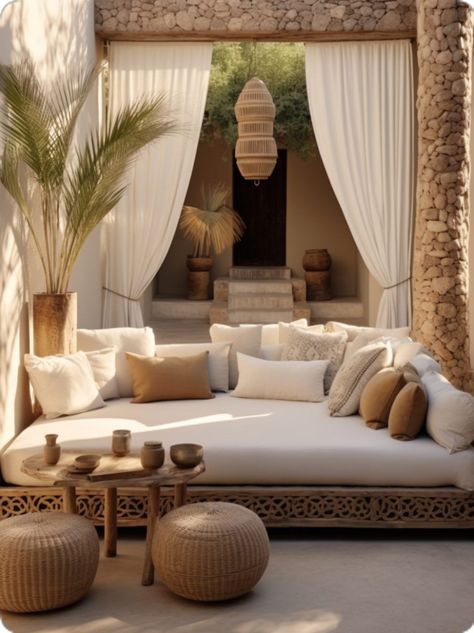 Home Décor, Moroccan Décor, Patio Design, Outdoor, Moroccan Outdoor Decor, Bali Decor, Moroccan Interiors, Poolside Decor, Bali House