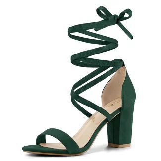 Peep Toe, Chunky Heels, Lace Up Sandals, Lace Up Block Heel, Sandals Heels, High Heel Sandals, Mid Heel Sandals, Hot Pink Heels, Green Heels