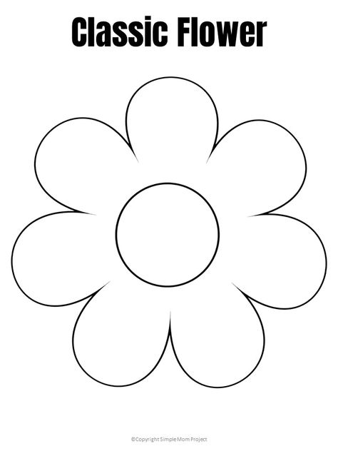 Free Printable Flower Template - Simple Mom Project Colouring Pages, Diy, Pre K, Paper Flowers, Crafts, Free Printable Flower Templates, Printable Flower Pattern, Printable Flower Coloring Pages, Printable Flower