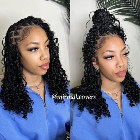 @mirmakeovers on Instagram: "Which one is your fav ? 😍 Braid SZN is all year long 💃🏽

• Smedium Boho Bob (Human Hair) 
• Color - #1B 

#smediumknotlessbraids #bohostyle #braidbob #knotlessbob #curlyknotlessbraids" Braided Hairstyles, Instagram, Plaits, Boho, Box Braids, Inspiration, Florida, Box Braids Hairstyles, Short Box Braids Hairstyles