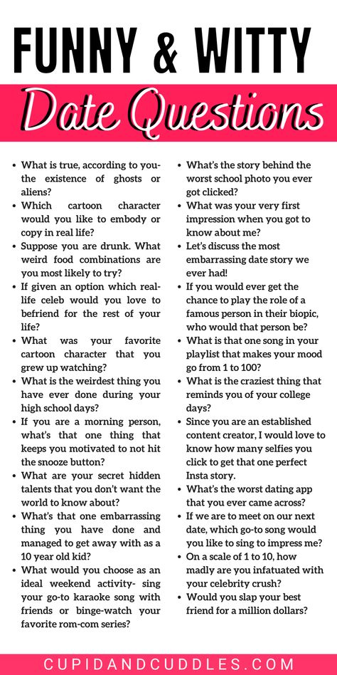 What kinds of questions can serve as date conversation starters? Which questions won’t make you sound cringe? Don’t worry, just stay with me and keep scrolling down! I promise to turn your first date from drab to fabulous with just a few funny questions! Dating Tips, Funny Conversation Starters, Dating Questions, Funny Questions, Date Conversation Starters, Funny Conversations, First Date Conversation Starters, First Date Questions, First Date Conversation