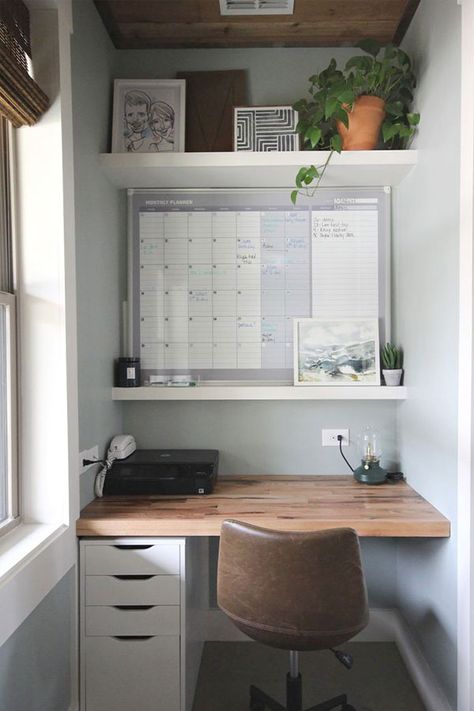 Home Office, Home Office Closet, Small Space Office, Home Office Space, Desks For Small Spaces, Home Office Setup, Office Ideas, Office Nook, Closet Office