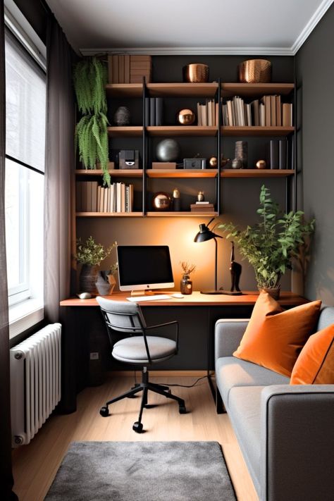 Cozy Home Office, Small Home Offices, Design Living Room, Small Home Office, Home Office Setup, Home Office Space, Office Interior Design, Design Case, Home Office Design