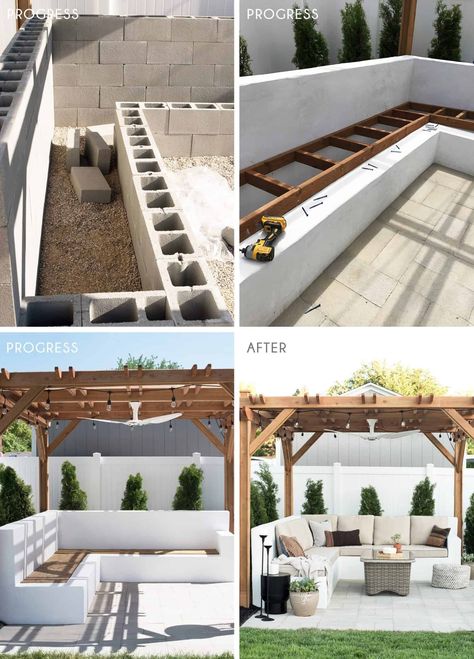 10 Doable DIY Ideas to Transform Your Backyard - love this dreamy stucco sofa! #outdoor #patio #diy Ideas, Layout, Dekorasi Rumah, Garten, Tuin, Garten Ideen, Pergola, Endicott, House