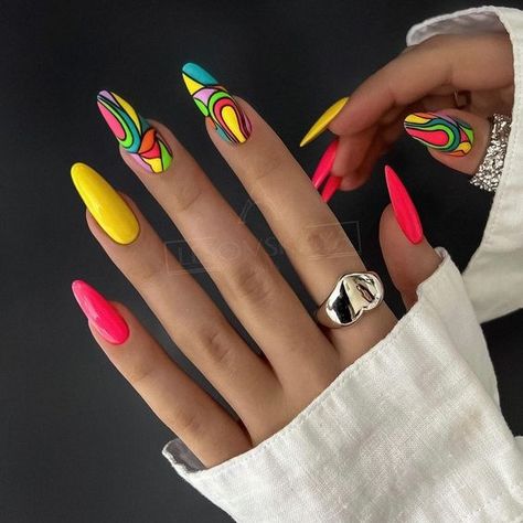 17 Electrifying Neon Winter Nail Ideas for 2023-2024 - thepinkgoose.com Nail Designs, Cute Nails, Ongles, Trendy Nails, Chic Nails, Pretty Nails, Trendy, Sassy Nails