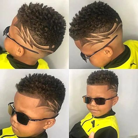 fade hair cut with design for black boys
