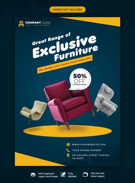 Furniture sale flyer template | Premium Psd #Freepik #psd #flyer #business #sale #home Instagram, Corporate Design, Design, Layout, Brochure Design, Sale Flyer, Brochure Design Layouts, Event Planning Branding, Flyer Design