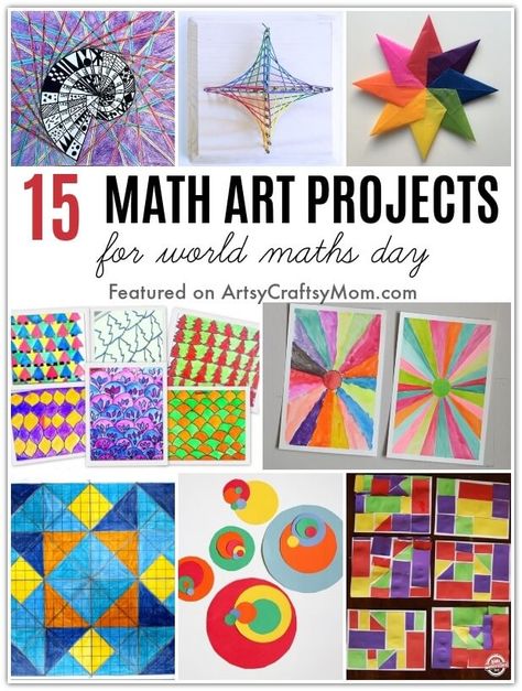 Math and Art are no strangers, as these Math Art Activities for Kids show! Be ready to be mesmerized by how even Math can look gorgeous! Art, Crafts, Math Art Activities, Elementary Art Projects, Math Art Projects, Math Stem Activities, Art Activities For Kids, Elementary Math, Geometry Activities