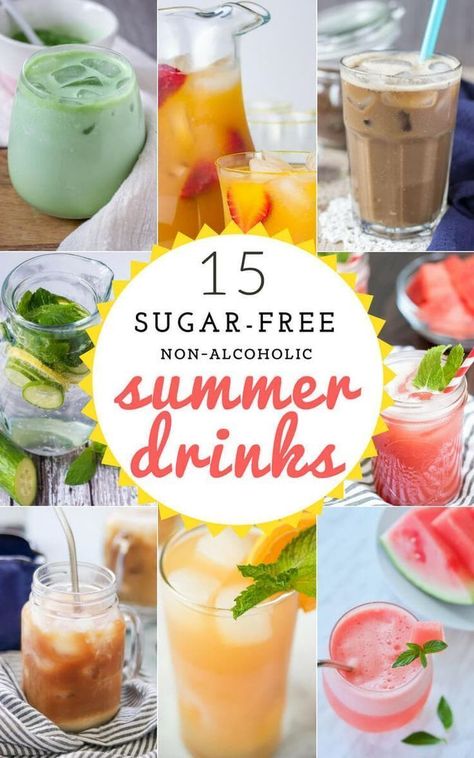 The ULTIMATE collection of Non-Alcoholic Refreshing Summer Drinks recipes - - lemonades, iced lattes, infused waters, fruity iced tea and more. These drinks are all natural, REFINED SUGAR-FREE, packed with amazing flavors and above all super easy to whip up. #drinks #summerdrinks #nonalcohol #sugarfree #healthy #healthyrecipes #kidfriendlyrecipes #infusedwater #lemonade #watermelon #latte #coffee NATALIESHEALTH.com Alcoholic Drinks, Gin, Smoothies, Detox, Alcohol, Starbucks, Summer Drinks Nonalcoholic, Nonalcoholic Summer Drinks, Refreshing Drinks