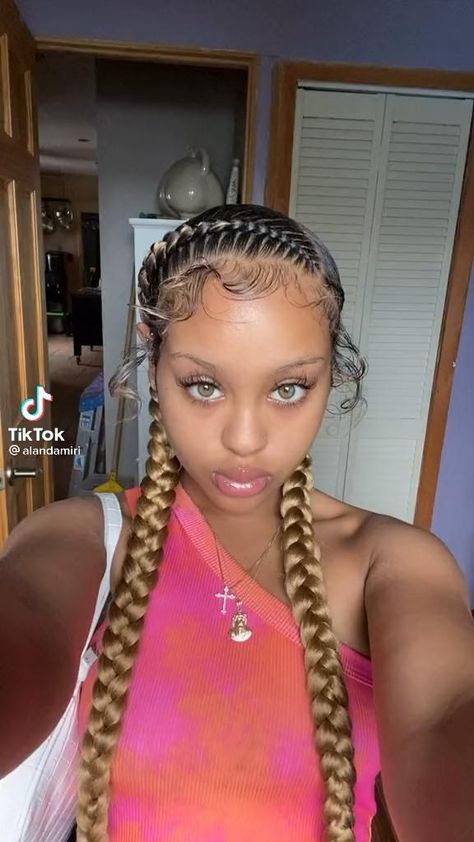 Plaited Ponytail, Box Braids Hairstyles For Black Women, Two Braided Ponytail For Black Women, 2 Braids With Weave Side Part, Box Braids Hairstyles, Braided Ponytail, 6 Braids Hairstyles Black, Big Box Braids Hairstyles, Four Braids Cornrow