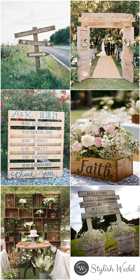 Wood Pallet Inspired Rustic Country Outdoor Wedding Inspirations Rustic Wedding Diy, Country Wedding Decorations, Outdoor Wedding Decorations, Barn Wedding, Rustic Wedding Decor, Country Wedding, Outdoor Wedding, Outdoor Wedding Inspiration, Rustic Country Wedding Decorations