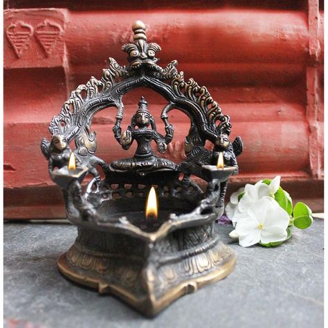 Vintage Kamatchi Vilakku - Divine Brass Oil Lamp Of Lakshmi - Goddess Of Wealth. Height 16 cm x Width 13 cm God, Vintage, Goddess, Goddess Lakshmi, Indian Heritage, Divine, Pictures, God Pictures, Indian Home Interior